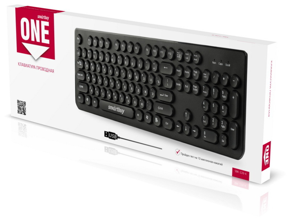 Клавиатура проводная SmartBuy ONE 226 USB (черный) SBK-226-K)