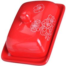 Маслёнка с крышкой Loraine 25831 Красный Узор