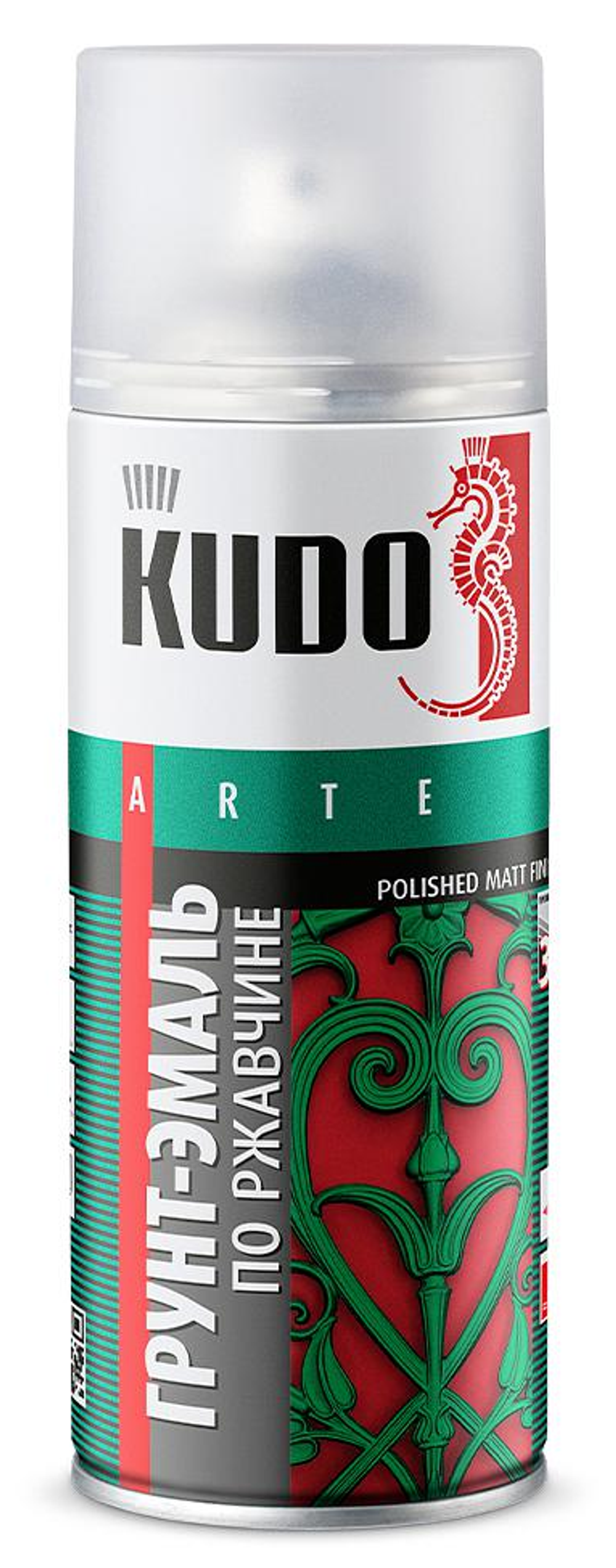 Грунт-эмаль по ржавчине Kudo, серая матовая, гладкая, аэрозоль, 520 мл