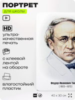 Портрет для школы в кабинет литературы и русского языка "Тютчев Федор Иванович", стенд школьный для класса, деятели науки для оформления классного уголка, 40х30 см, Silver Plane x Айдентика Технолоджи