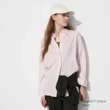 UNIQLO ХЛОПКОВАЯ РУБАШКА, РОЗОВЫЙ