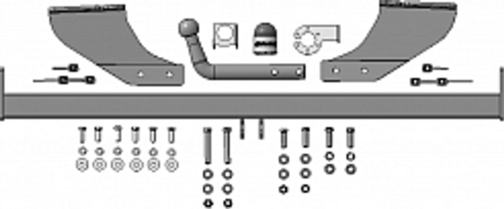 Фаркоп с оцинк. шаром Toyota Voxy 2014-2021, Toyota Noah 2014-2021, Toyota Esquire 2014-2022 крепление шара на двух болтах, (без электрики, паспорт и сертификат в комплекте) Motodor.92520-A