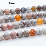 Агат Ботсвана розовый, диаметр 7,2-7,4 мм, цена за 24-25 шт (1/2 нити)