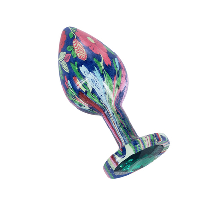 Эмалированная анальная пробка из алюминия с бирюзовым кристаллом