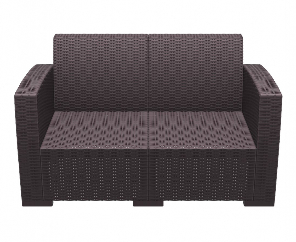Диван пластиковый плетеный двухместный с подушками Siesta Contract Monaco Lounge, коричневый