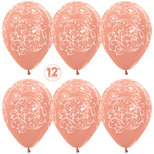 Шар (12''/30 см) Узор, Розовое золото (568), металлик