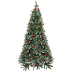 Ёлка «Морозная» 240 см, ПВХ с шишками,ягодами и белым напылением (1566 веток)