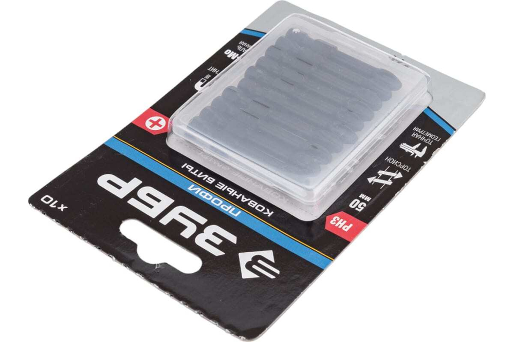 Биты ПРОФИ Зубр, тип хвостовика E 1/4", PH3, 50 мм, 10 шт. 26021-3-50-S10