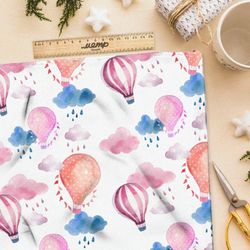 Ткань футер 2-х нитка акварельные воздушные шары