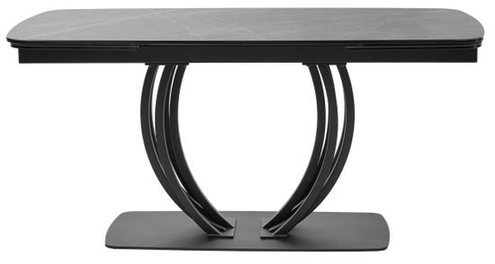 Стол MALTA 160 KL-136 Серый мрамор матовый, итальянская керамика/ черный каркас