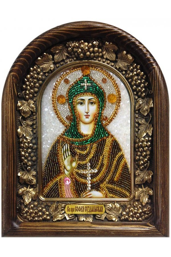 Икона София Суздальская из бисера и натуральных камней