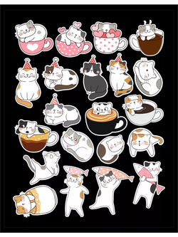 Наклейки детские на телефон стикеры на карту Котики