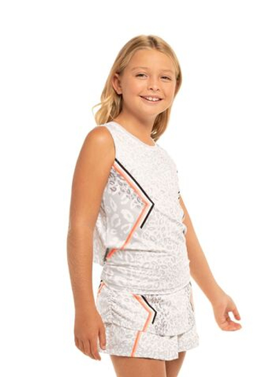 Футболка для девочки теннисная Lucky in Love Animal Instinct Animal Instinct Tie Back Tank - orange glow