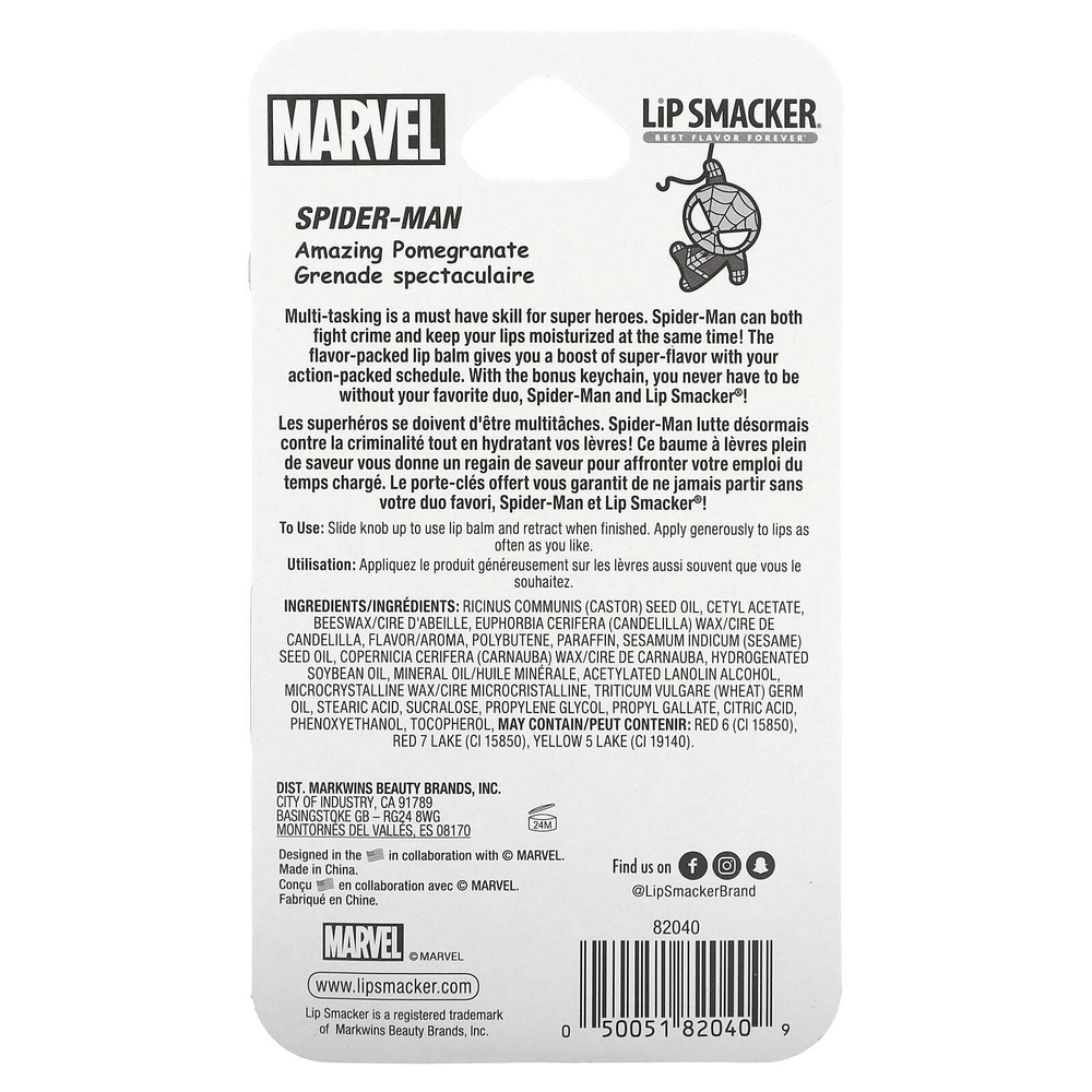 Lip Smacker, Marvel Spiderman, бальзам для губ, потрясающий гранат, 4 г (0,14 унции)