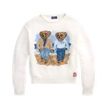 Женский хлопковый свитер Polo Ralph Lauren с вышивкой медвежат Ralph & Ricky Bear