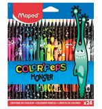 Карандаши пластиковые цветные трёхгранные 24цв. Maped ColorPeps Black Monster