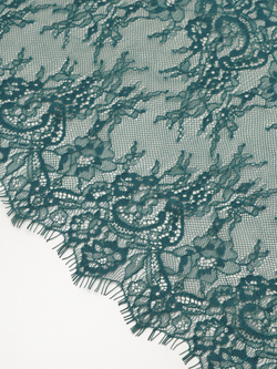 Кружево шантильи изумруд неэластичное ширина 22 см купон 2.9 м