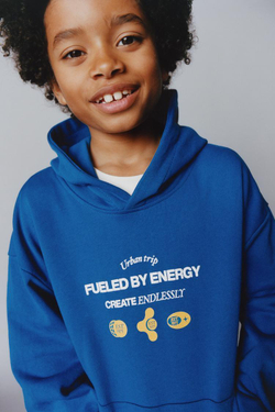 ZARA ХУДИ С РЕЛЬЕФНОЙ НАДПИСЬЮ, ЯРКО-СИНИЙ