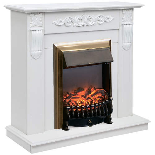 Каминокомплект Real Flame Dominica WT с очагом Fobos Lux Brass
