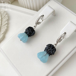 LEFIREL' Серьги серебряные женские "Ледяной чертополох" с цветами из муранского стекла / ювелирные украшения из родированного серебра 925