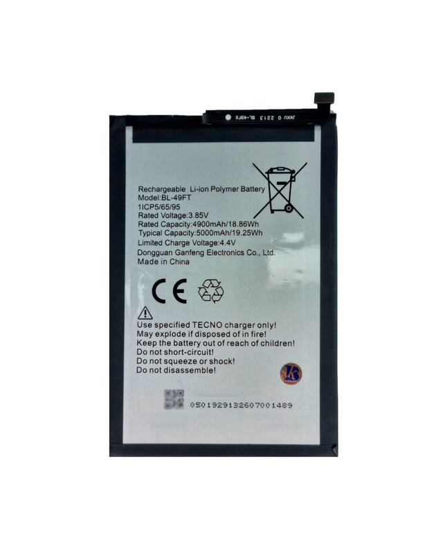 Аккумулятор для Tecno Spark 5 Air/6 Go 5000 mAh (BL-49FT)