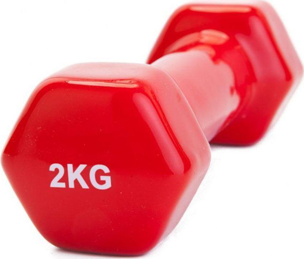 Набор гантелей обрезиненных по 2 кг, красные, 2 шт