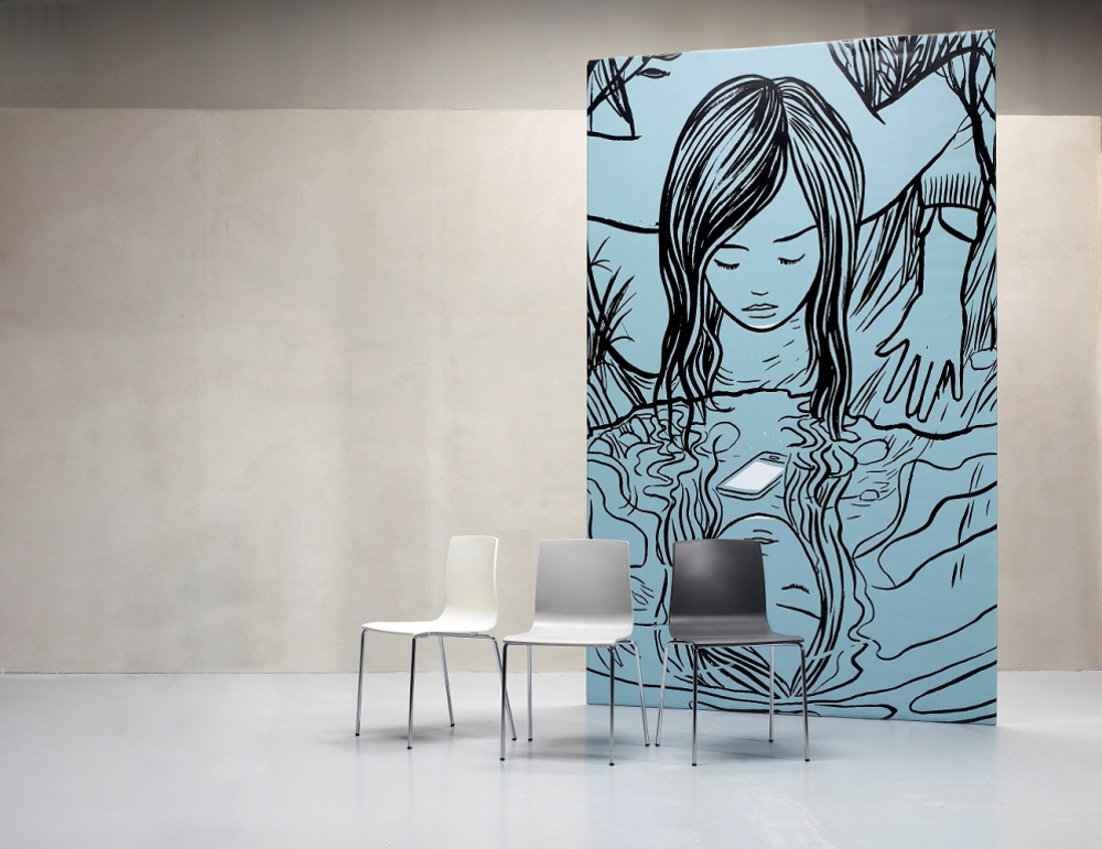 Стул пластиковый Scab Design Alice, хром, светло-серый