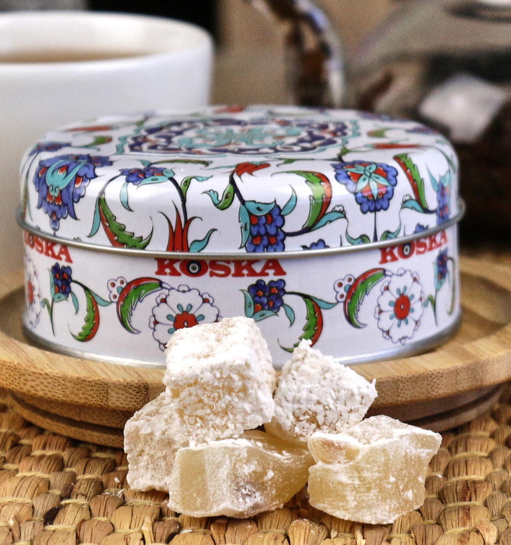 Рахат-лукум с ароматом розы и лимона 120 гр (металл)