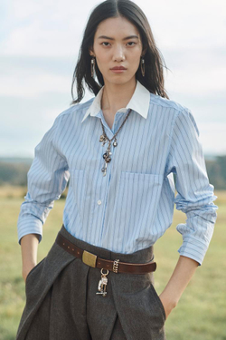 ZARA РУБАШКА С ДЛИННЫМИ РУКАВАМИ, СИНИЙ