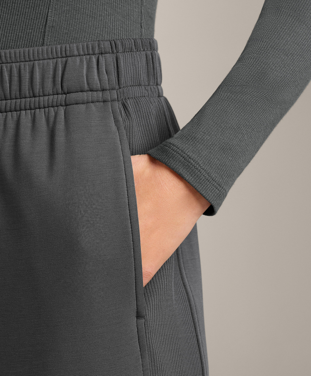 OYSHO Брюки прямого кроя с ребристой отделкой и модала, асфальтовый