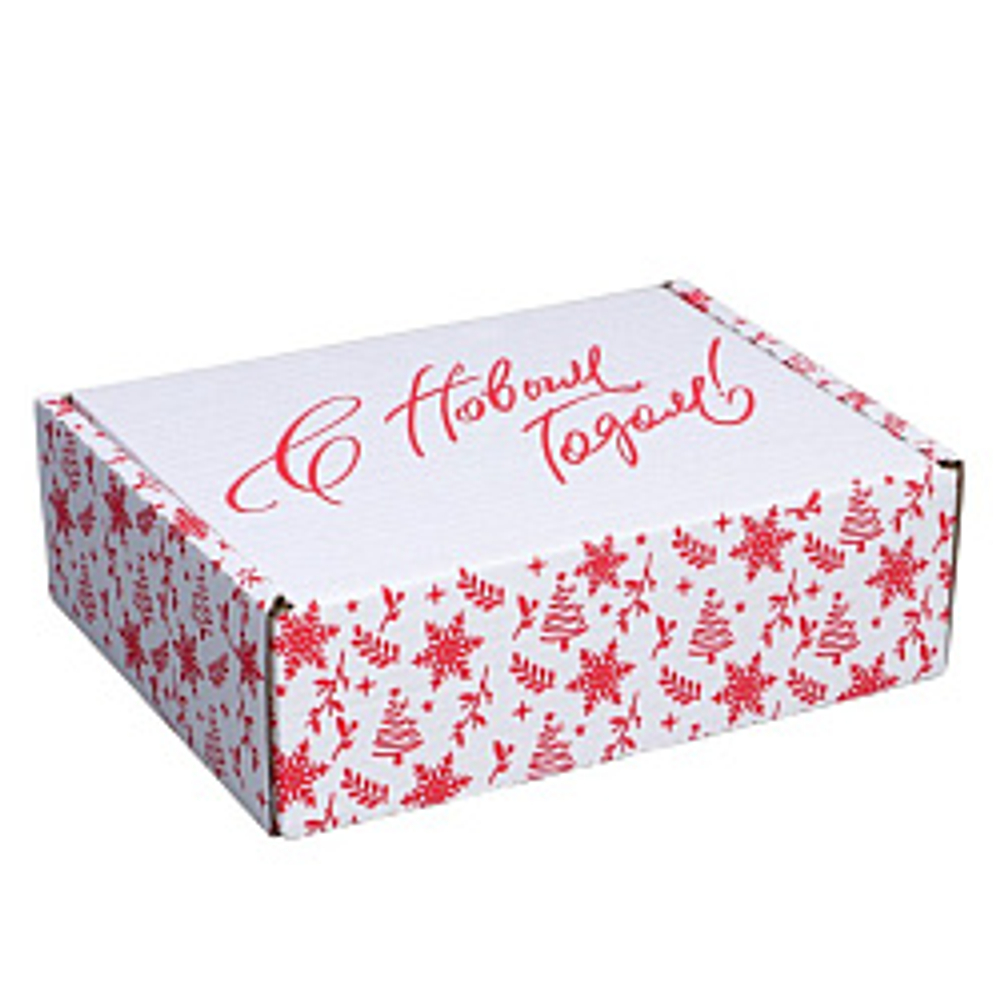 Коробка новогодняя складная белая «С Новым годом», 27×21×9см