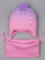 Шапка для девочки осенняя вязаная и снуд
