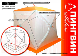 Зимняя палатка куб Пингвин Мr. Fisher 200 ST с юбкой двухслойная