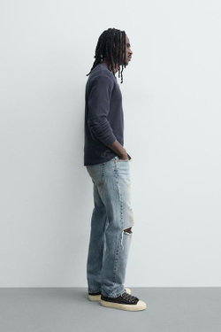 ZARA ДЖИНСЫ RELAXED BARREL FIT, СИНИЙ