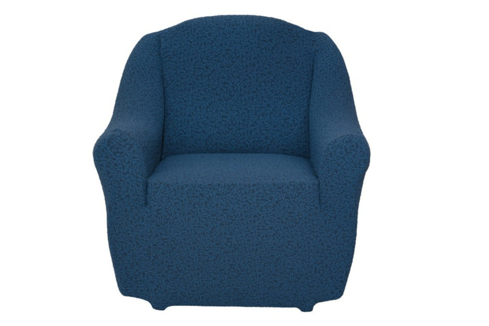 Чехол на кресло без оборки Жаккард, цвет Индиго
