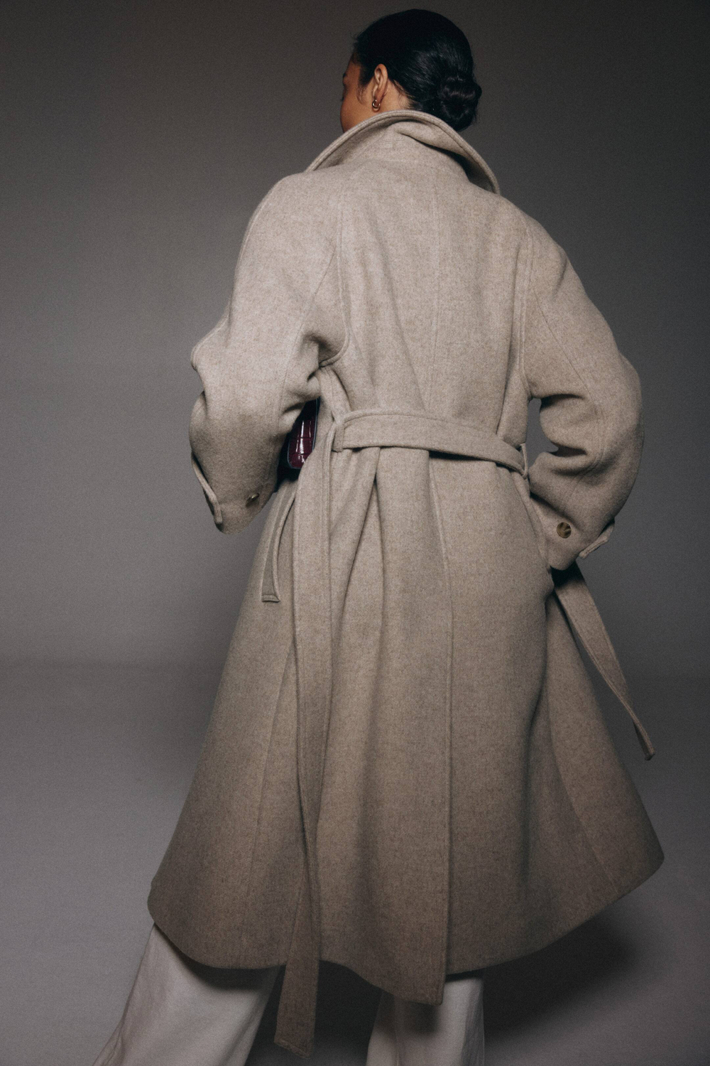 H&M Пальто свободного кроя из смесовой шерсти, светло-бежевый