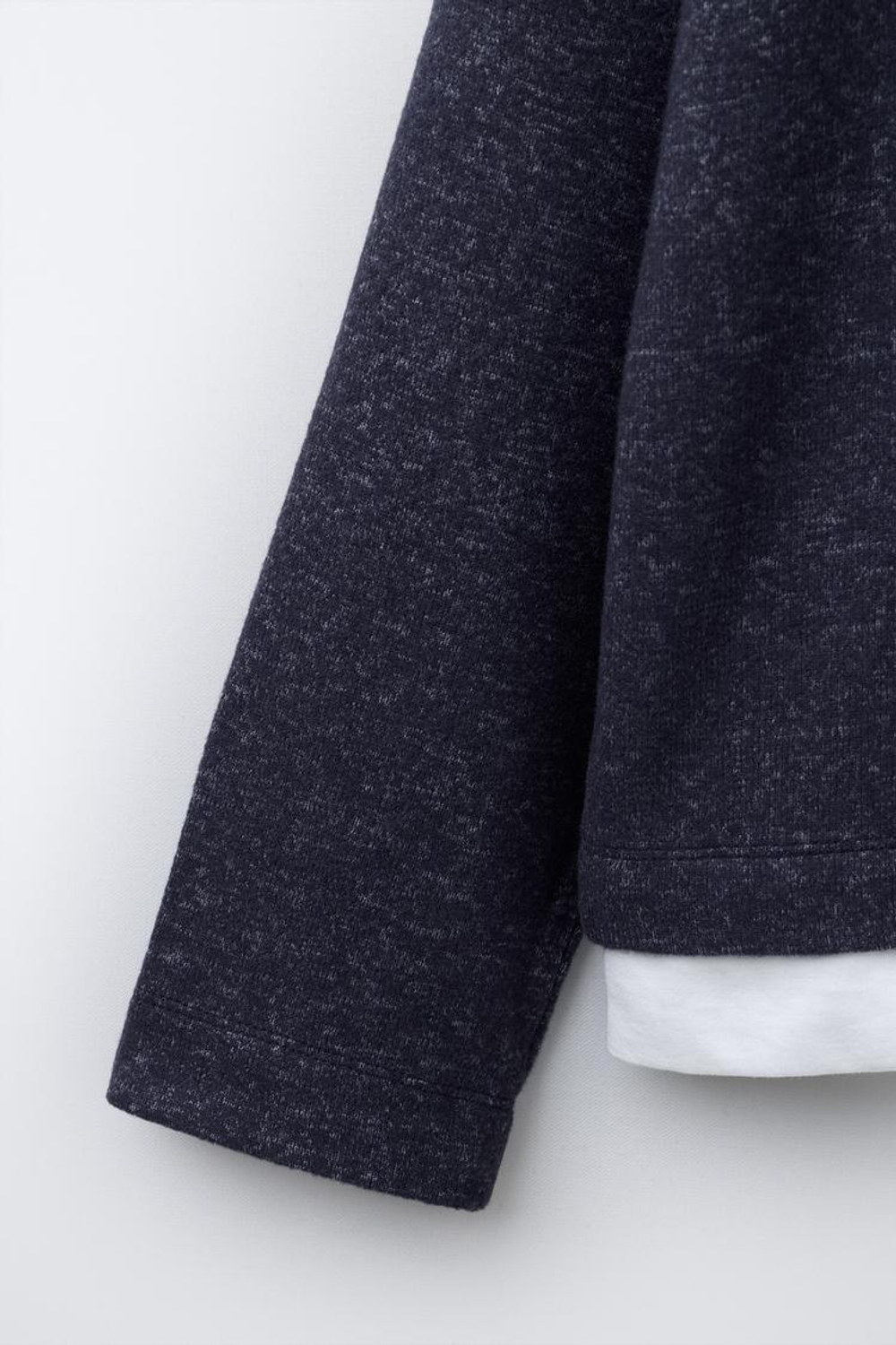 ZARA СВИТЕР С МЯГКИМ КОНТРАСТНЫМ НИЗОМ, МОРСКОЙ СИНИЙ