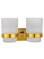 Два стакана для зубных щеток с держателем WONZON & WOGHAND POLO, Темное золото (WW-8928-DG)