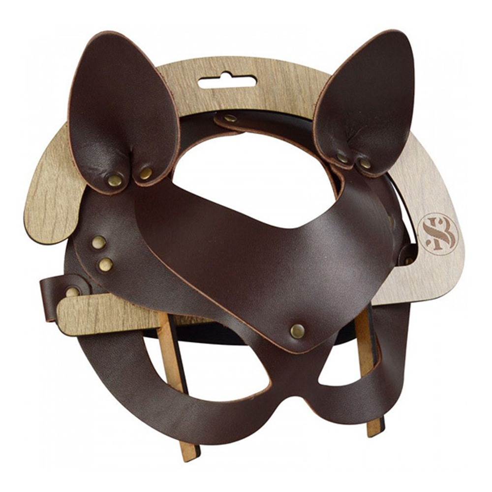 Коричневая кожаная маска Кошечка Sitabella BDSM Accessories 3438-8