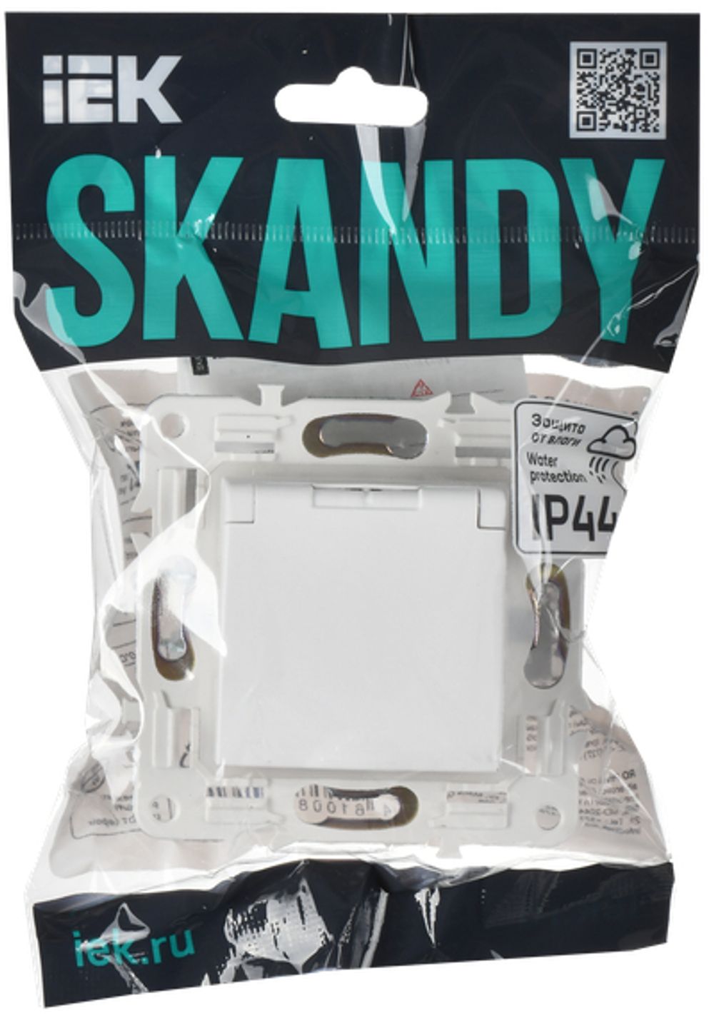 SKANDY Розетка 1-местная с заземлением с защитными шторками и крышкой 16А IP44 SK-R11W арктический белый IEK