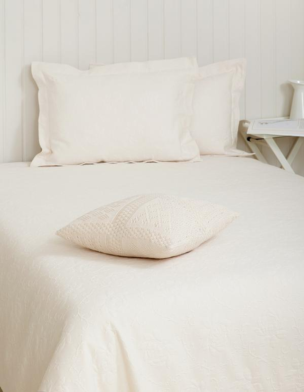 Элитное покрывало хлопковое Flowers экрю от Luxberry фото