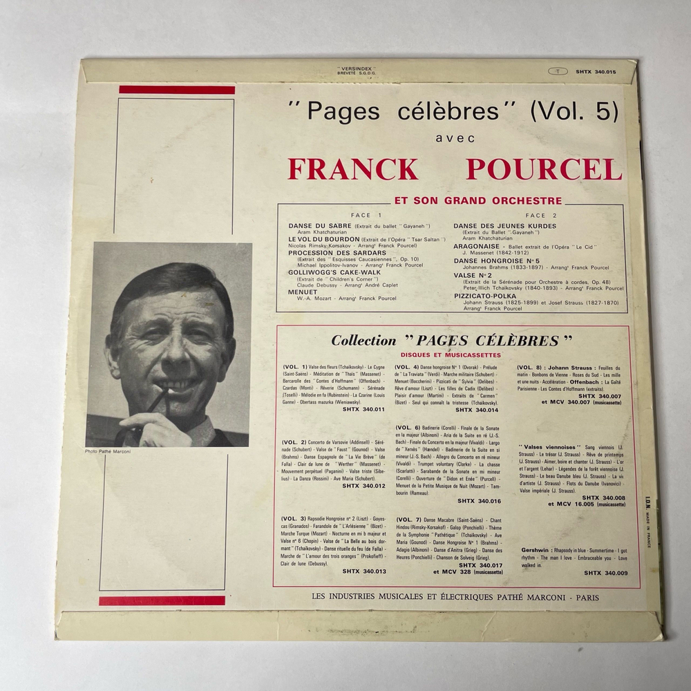 Винтажная виниловая пластинка LP Франк Пурсель Franck Pourcel Et Son Grand Orchestre Pages Celebres Vol.5 (Франция 1963)
