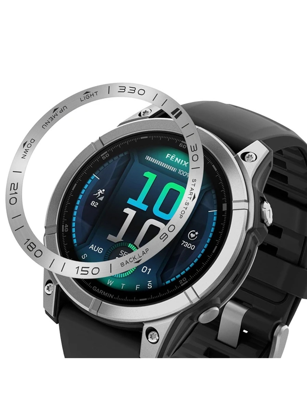 Накладка для Garmin Fenix 8 (47mm) для защиты безеля нержавеющая сталь (Серебристый)