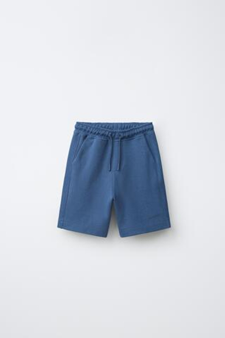 ZARA КОМФОРТНЫЕ ШОРТЫ ИЗ МЯГКОЙ ТКАНИ, СИНИЙ