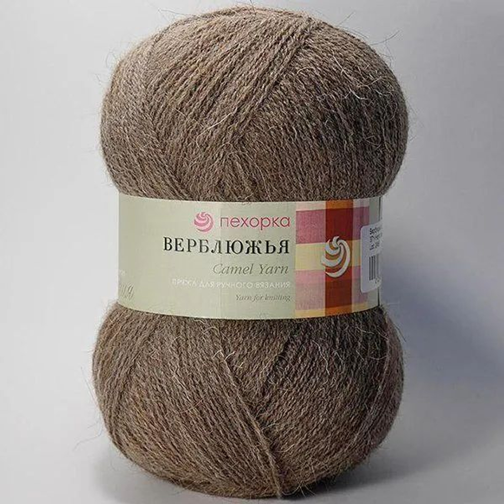 Верблюжья пряжа Россия Pehorka (Пехорка) 65%вербл.шерсть 35%объемн.акрил 5х100г/600м 371-Натур.серый