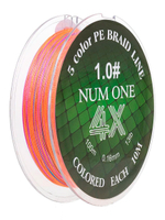 Шнур плетеный для рыбалки Ryobi NUM ONE PE4X-100M Multi Colour 3.5#/0,310 mm