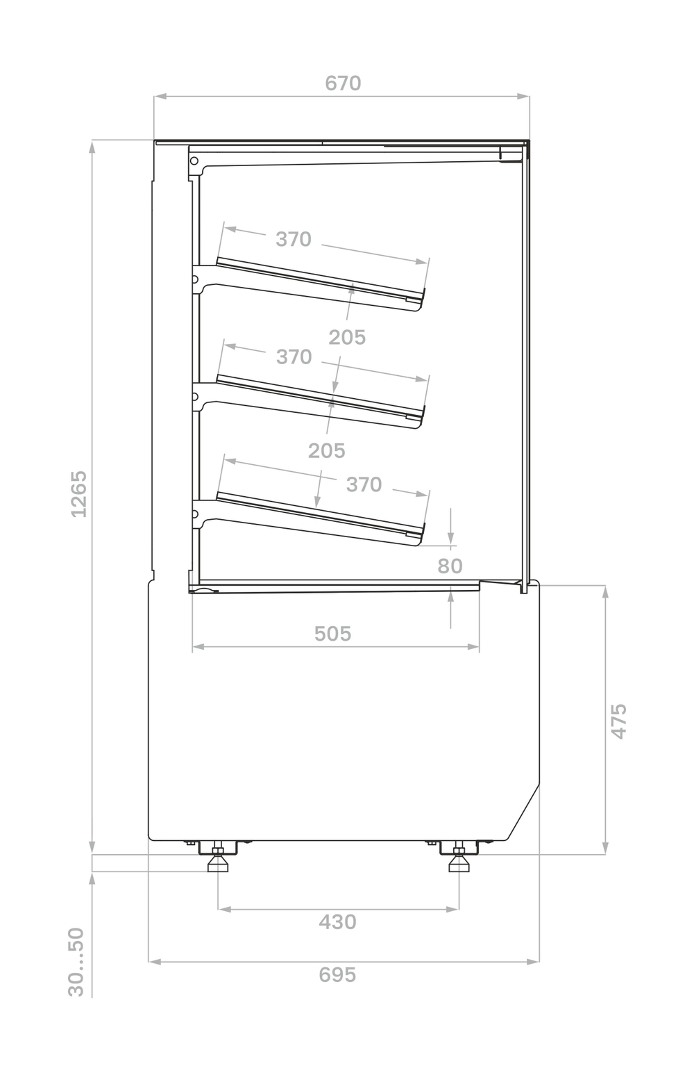 Хлебная витрина Carboma KC70 N 0,6-1 LIGHT Bread (версия 2.0) (9005-0109) (Cube 2)