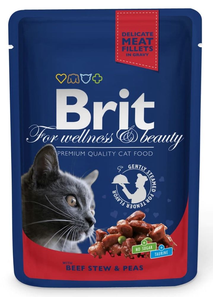 Brit Premium говядина и горошек пауч д/кошек 100гр (100305)