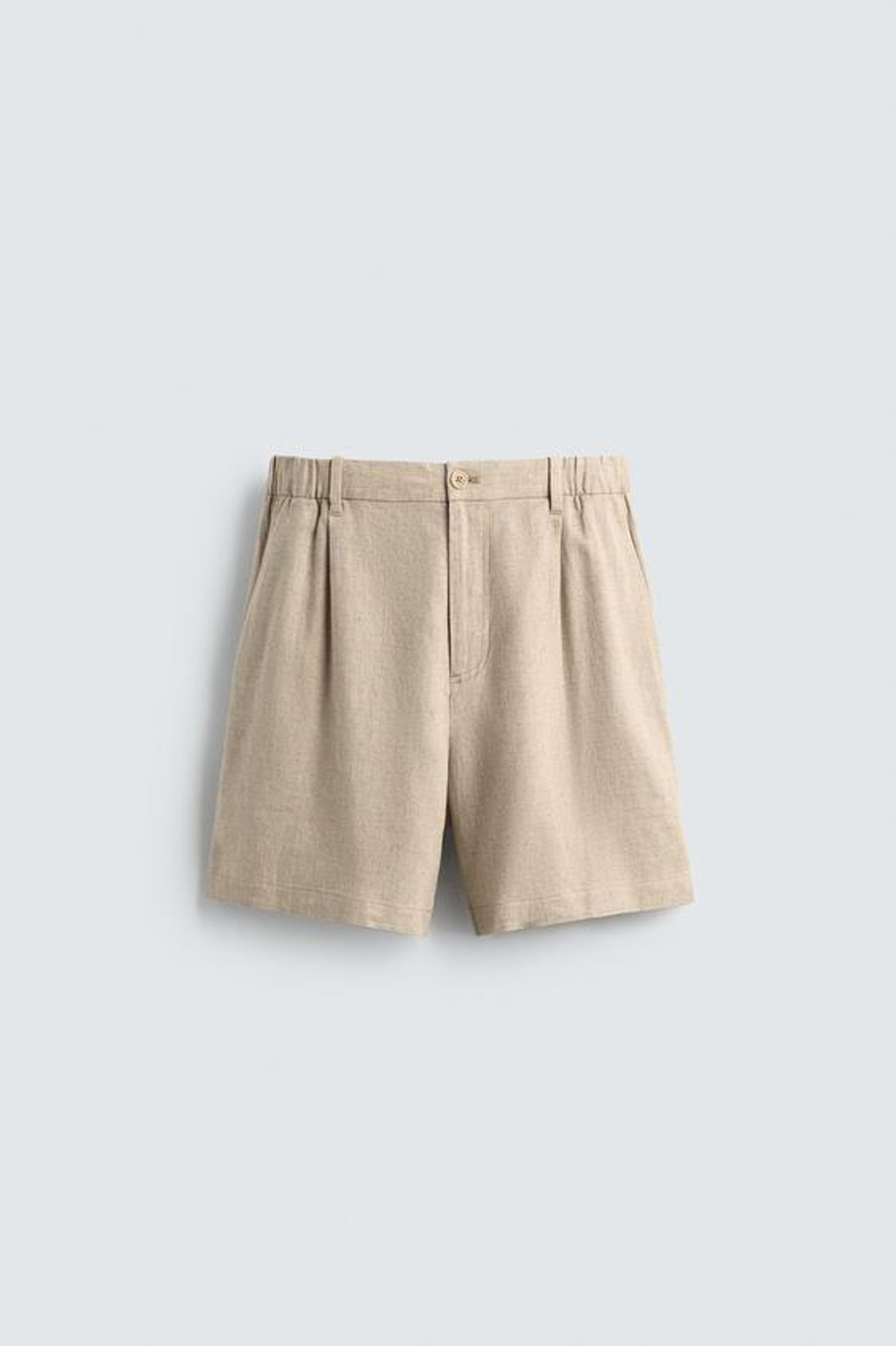 ZARA ШОРТЫ RELAXED FIT ИЗ ЛЬНА И ВИСКОЗЫ, ПЕСОЧНЫЙ