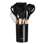 Набор кухонных принадлежностей 12 предметов, антипригарный силикон, черный SATOSHI Аллон